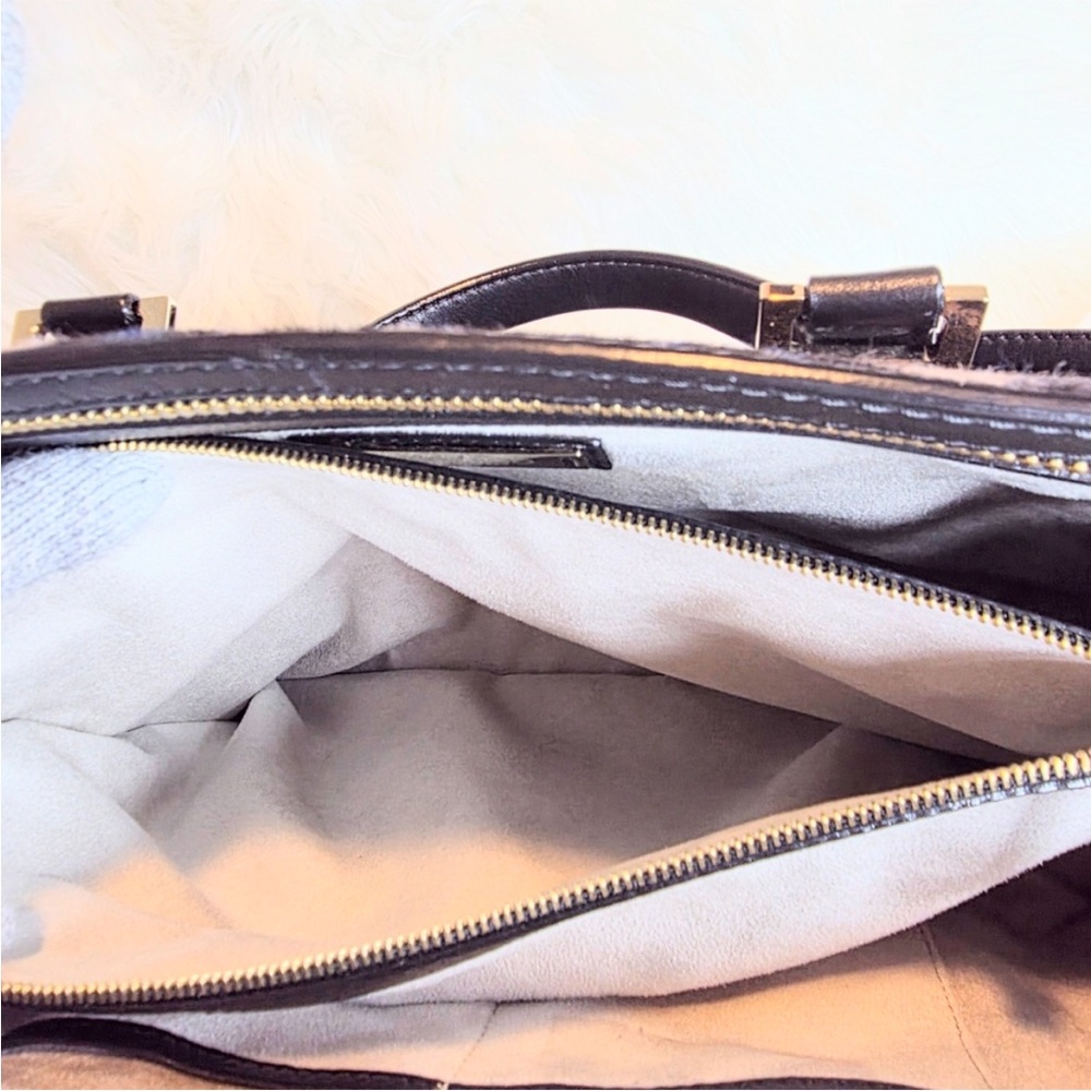 Jimmy Choo- Authentic 🍀 EUC! Alfie Blue Leopard Print Pony Hair/Suede 2 Way Bag - Picture 13 of 13